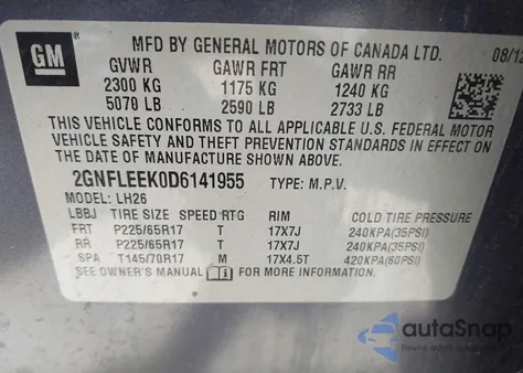 2013 Chevrolet Equinox 1Lt from USA, damaged, VIN 2GNFLEEK0D6141955
